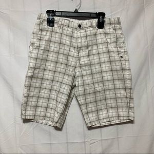 Volcom VMonty Plaid Shorts Mens 34 Beige Tan Black